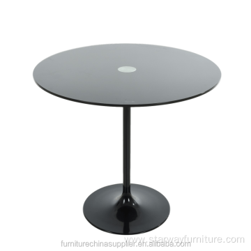 Modern dining table glass top with aluminium base